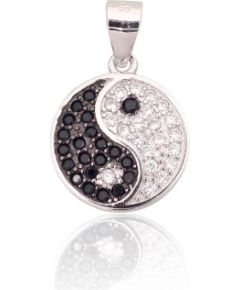 Серебряный кулон #2301990(PRh-Gr+PRh-Bk)_CZ+CZ-BK, Серебро 925°, родий (покрытие), Цирконы, 1.6 гр. Sieviešu