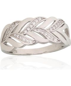 Sudraba gredzens #2102005(PRh-Gr)_CZ, Sudrabs 925°, rodijs (pārklājums), Cirkoni, Izmērs: 18, 3 gr. Sieviešu