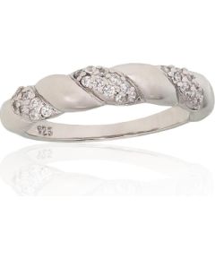 Sudraba gredzens #2102003(PRh-Gr)_CZ, Sudrabs 925°, rodijs (pārklājums), Cirkoni, Izmērs: 17, 2.6 gr. Sieviešu