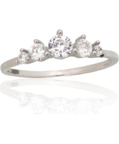 Sudraba gredzens #2101999(PRh-Gr)_CZ, Sudrabs 925°, rodijs (pārklājums), Cirkoni, Izmērs: 19, 1.3 gr. Sieviešu