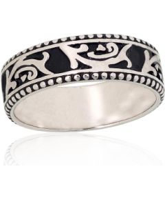 Sudraba gredzens #2101998(POx-Bk), Sudrabs 925°, oksids (pārklājums), Izmērs: 19, 3.7 gr. Sieviešu