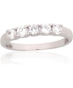 Sudraba gredzens #2101935(PRh-Gr)_CZ, Sudrabs 925°, rodijs (pārklājums), Cirkoni, Izmērs: 18.5, 2.1 gr. Sieviešu