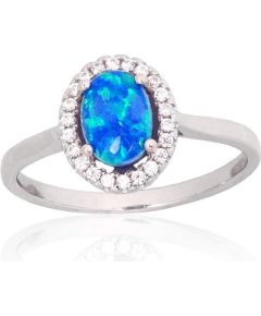 Серебряное кольцо #2101933(PRh-Gr)_CZ+OP-B, Серебро 925°, родий (покрытие), Цирконы, Опалит, Размер: 19, 2.2 гр. Sieviešu