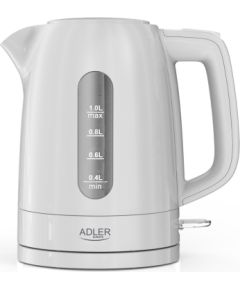 Adler Kettle AD 1380w Electric 2200 W 1 L Polypropylene 360° rotational base White Tējkannas (elektriskās)