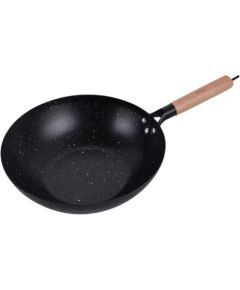WOK panna 30 cm, oglekļa tērauds, marmora nepiedegošais pārklājums, koka rokturis, KINGHoff, KH 1983 Pannas