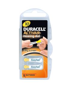 Battery Duracell Hearing Aid 10 (A10) Blister 6 pack Bateriju lādētāji