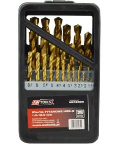 Metāla urbis AWTools AW42325; HSS-G; 1-13 mm; 25 gab. Piederumi urbjiem