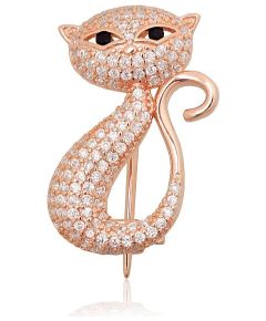 Sudraba piespraude #2920234(PAu-R)_CZ+CZ-BK, Sudrabs 925°, sarkanais zelts (pārklājums), Cirkoni, 2.8 gr. Sudraba piespraude