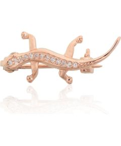 Sudraba piespraude #2920233(PAu-R)_CZ, Sudrabs 925°, sarkanais zelts (pārklājums), Cirkoni, 1.9 gr. Sudraba piespraude