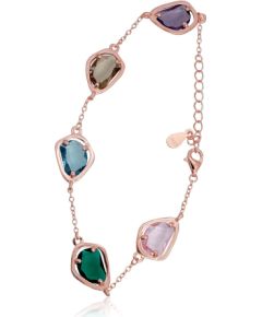 Sudraba aproce #2600446(PAu-R)_CZ-MIX, Sudrabs 925°, sarkanais zelts (pārklājums), Cirkoni, garums: 17 cm, 5 gr. Ar zelta pārklājumu