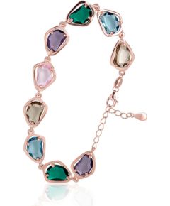 Sudraba aproce #2600445(PAu-R)_CZ-MIX, Sudrabs 925°, sarkanais zelts (pārklājums), Cirkoni, garums: 17 cm, 8.4 gr. Ar zelta pārklājumu