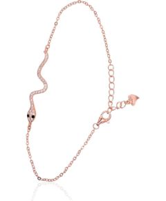 Sudraba aproce #2600441(PAu-R)_CZ+CZ-BK, Sudrabs 925°, sarkanais zelts (pārklājums), Cirkoni, garums: 17 cm, 1.6 gr. Ar zelta pārklājumu