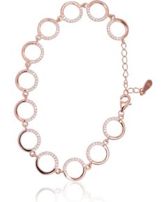 Sudraba aproce #2600436(PAu-R)_CZ, Sudrabs 925°, sarkanais zelts (pārklājums), Cirkoni, garums: 17 cm, 5.3 gr. Ar zelta pārklājumu