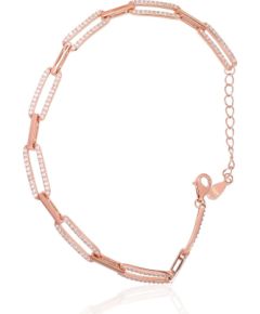 Sudraba aproce #2600435(PAu-R)_CZ, Sudrabs 925°, sarkanais zelts (pārklājums), Cirkoni, garums: 17 cm, 5.6 gr. Ar zelta pārklājumu