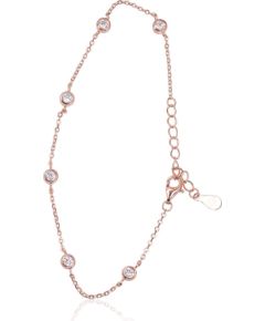 Sudraba aproce #2600431(PAu-R)_CZ, Sudrabs 925°, sarkanais zelts (pārklājums), Cirkoni, garums: 17 cm, 2.1 gr. Ar zelta pārklājumu