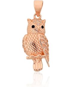 Sudraba kulons #2302047(PAu-R)_CZ+CZ-BK, Sudrabs 925°, sarkanais zelts (pārklājums), Cirkoni, 1.8 gr. Ar zelta pārklājumu