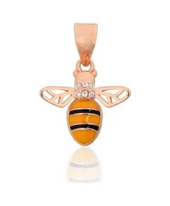 Sudraba kulons #2302045(PAu-R)_CZ+ML-Y+ML-BK, Sudrabs 925°, sarkanais zelts (pārklājums), Cirkoni, Juvelieru emalja, 0.8 gr. Ar zelta pārklājumu