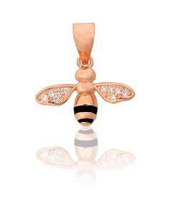 Sudraba kulons #2302044(PAu-R)_CZ+ML-BK, Sudrabs 925°, sarkanais zelts (pārklājums), Cirkoni, Juvelieru emalja, 0.8 gr. Ar zelta pārklājumu