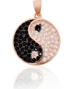 Sudraba kulons #2302038(PAu-R+PRh-Bk)_CZ+CZ-BK, Sudrabs 925°, sarkanais zelts (pārklājums)/, rodijs (pārklājums), Cirkoni, 2.6 gr. Ar zelta pārklājumu