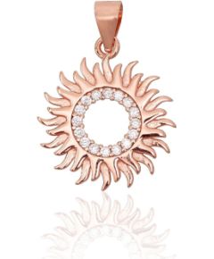 Sudraba kulons #2302037(PAu-R)_CZ, Sudrabs 925°, sarkanais zelts (pārklājums), Cirkoni, 1.4 gr. Ar zelta pārklājumu