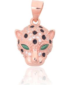 Серебряный кулон #2301987(PAu-R)_CZ+CZ-G+ML-BK, Серебро 925°, красное золото (покрытие), Цирконы, Ювелирная эмаль, 1.7 гр. Ar zelta pārklājumu