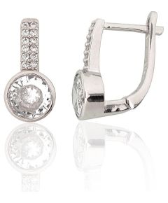 Sudraba auskari ar 'angļu' slēdzēju #2204310(PRh-Gr)_CZ, Sudrabs 925°, rodijs (pārklājums), Cirkoni, 3.2 gr. Ar "angļu" slēdzēju