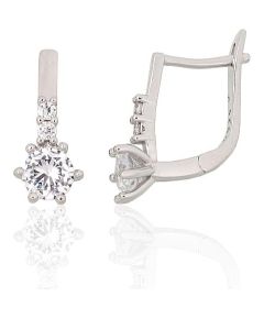 Sudraba auskari ar 'angļu' slēdzēju #2204308(PRh-Gr)_CZ, Sudrabs 925°, rodijs (pārklājums), Cirkoni, 1.8 gr. Ar "angļu" slēdzēju