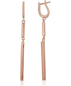 Серебряные серьги на английском замке #2204305(PAu-R), Серебро 925°, красное золото (покрытие), 3.9 гр. Ar "angļu" slēdzēju