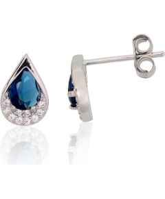 Sudraba auskari-puseti #2204297(PRh-Gr)_CZ+CZ-B, Sudrabs 925°, rodijs (pārklājums), Cirkoni, 1.3 gr. Puseti