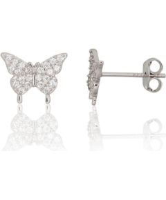 Серебряные серьги-пуссеты #2204296(PRh-Gr)_CZ, Серебро 925°, родий (покрытие), Цирконы, 1.1 гр. Puseti