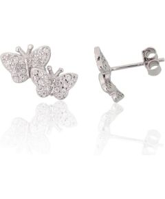 Sudraba auskari-puseti #2204295(PRh-Gr)_CZ, Sudrabs 925°, rodijs (pārklājums), Cirkoni, 1.2 gr. Puseti