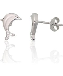 Sudraba auskari-puseti #2204293(PRh-Gr)_CZ, Sudrabs 925°, rodijs (pārklājums), Cirkoni, 1.1 gr. Puseti