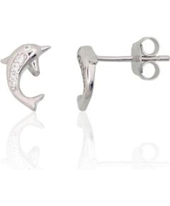 Sudraba auskari-puseti #2204292(PRh-Gr)_CZ, Sudrabs 925°, rodijs (pārklājums), Cirkoni, 0.9 gr. Puseti