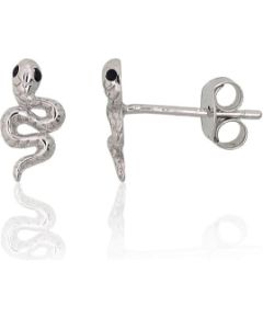 Sudraba auskari-puseti #2204291(PRh-Gr)_CZ-BK, Sudrabs 925°, rodijs (pārklājums), Cirkoni, 0.7 gr. Puseti