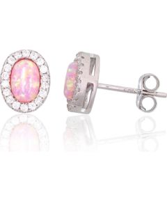 Серебряные серьги-пуссеты #2204143(PRh-Gr)_CZ+OP-PI, Серебро 925°, родий (покрытие), Цирконы, Опалит, 1.5 гр. Puseti