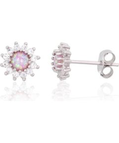 Серебряные серьги-пуссеты #2204142(PRh-Gr)_CZ+OP-PI, Серебро 925°, родий (покрытие), Цирконы, Опалит, 1.3 гр. Puseti