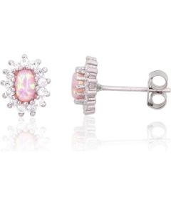 Серебряные серьги-пуссеты #2204141(PRh-Gr)_CZ+OP-PI, Серебро 925°, родий (покрытие), Цирконы, Опалит, 1.3 гр. Puseti