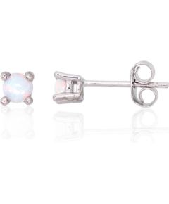 Sudraba auskari-puseti #2204138(PRh-Gr)_OP-W, Sudrabs 925°, rodijs (pārklājums), Opalīts, 0.6 gr. Puseti
