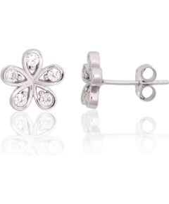 Серебряные серьги-пуссеты #2204136(PRh-Gr)_CZ, Серебро 925°, родий (покрытие), Цирконы, 1.6 гр. Puseti