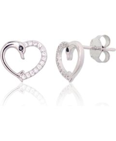 Sudraba auskari-puseti #2204135(PRh-Gr)_CZ+CZ-BK, Sudrabs 925°, rodijs (pārklājums), Cirkoni, 1 gr. Puseti