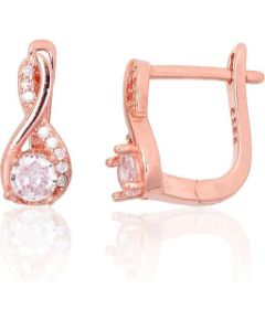 Sudraba auskari ar 'angļu' slēdzēju #2204106(PAu-R)_CZ, Sudrabs 925°, sarkanais zelts (pārklājums), Cirkoni, 2.1 gr. Ar "angļu" slēdzēju
