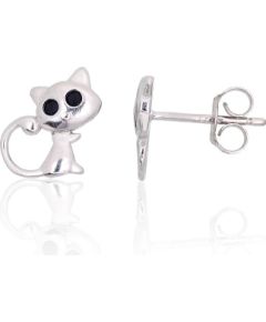 Sudraba auskari-puseti #2204091(PRh-Gr)_CZ-BK, Sudrabs 925°, rodijs (pārklājums), Cirkoni, 0.9 gr. Puseti