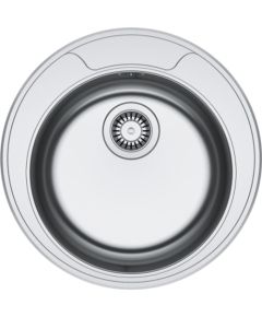 Franke ROL 610-39 Ø509 mm, nerūsējošā tērauda (auduma struktūra) iegriežama izlietne ar manuālo 3½'' ventili, ir caurums maisītājam - gab. Nerūsējoša tērauda izlietnes