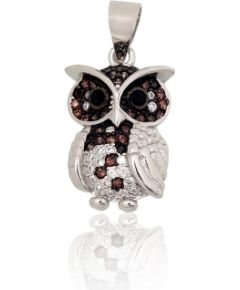 Sudraba kulons #2301988(PRh-Gr+PRh-Bk)_CZ+CZ-BK+CZ-BR, Sudrabs 925°, rodijs (pārklājums), Cirkoni, 2.5 gr. Sieviešu