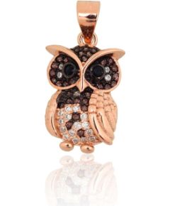 Sudraba kulons #2301988(PAu-R+PRh-Bk)_CZ+CZ-BK+CZ-BR, Sudrabs 925°, sarkanais zelts (pārklājums)/, rodijs (pārklājums), Cirkoni, 2.4 gr. Ar zelta pārklājumu