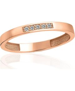 Zelta gredzens #1101238(Au-R)_CZ, Sarkanais Zelts 585°, Cirkoni, Izmērs: 17.5, 1.09 gr. Sieviešu