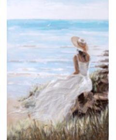 Eļļas glezna 90x120cm, dāma pludmalē Jaunumi, mēbeles, māja