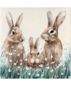 Eļļas glezna 60x60xcm, trušu ģimene Jaunumi, mēbeles, māja