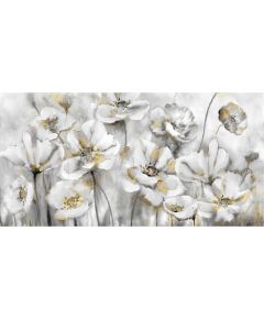 Eļļas glezna 50x100cm, balti ziedi Jaunumi, mēbeles, māja