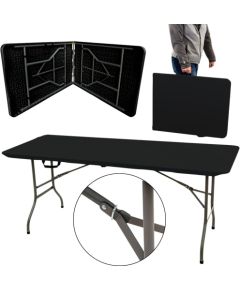 Saska Garden STÓŁ CATERINGOWY SKŁADANY W WALIZKĘ 180x70x74CM MAX.100KG CZARNY Jaunumi -Dārzam
